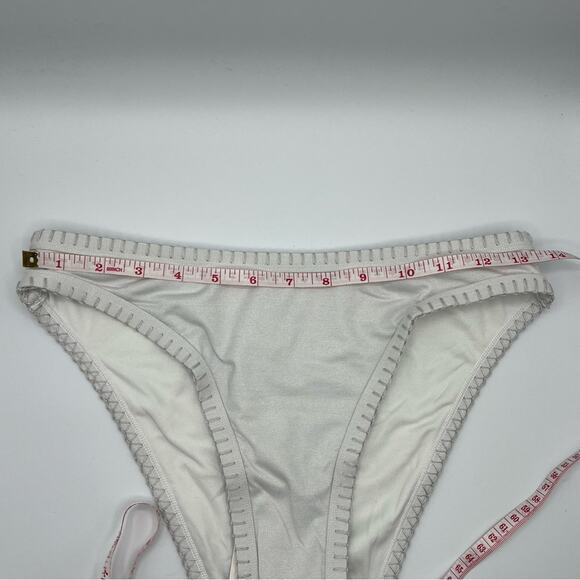 Cupshe | NEW High Waist Bikini Bottom White Neutral Trimmed Coverage XS - Picture 9 of 9